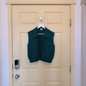 Cropped Button Up Sweater Vest